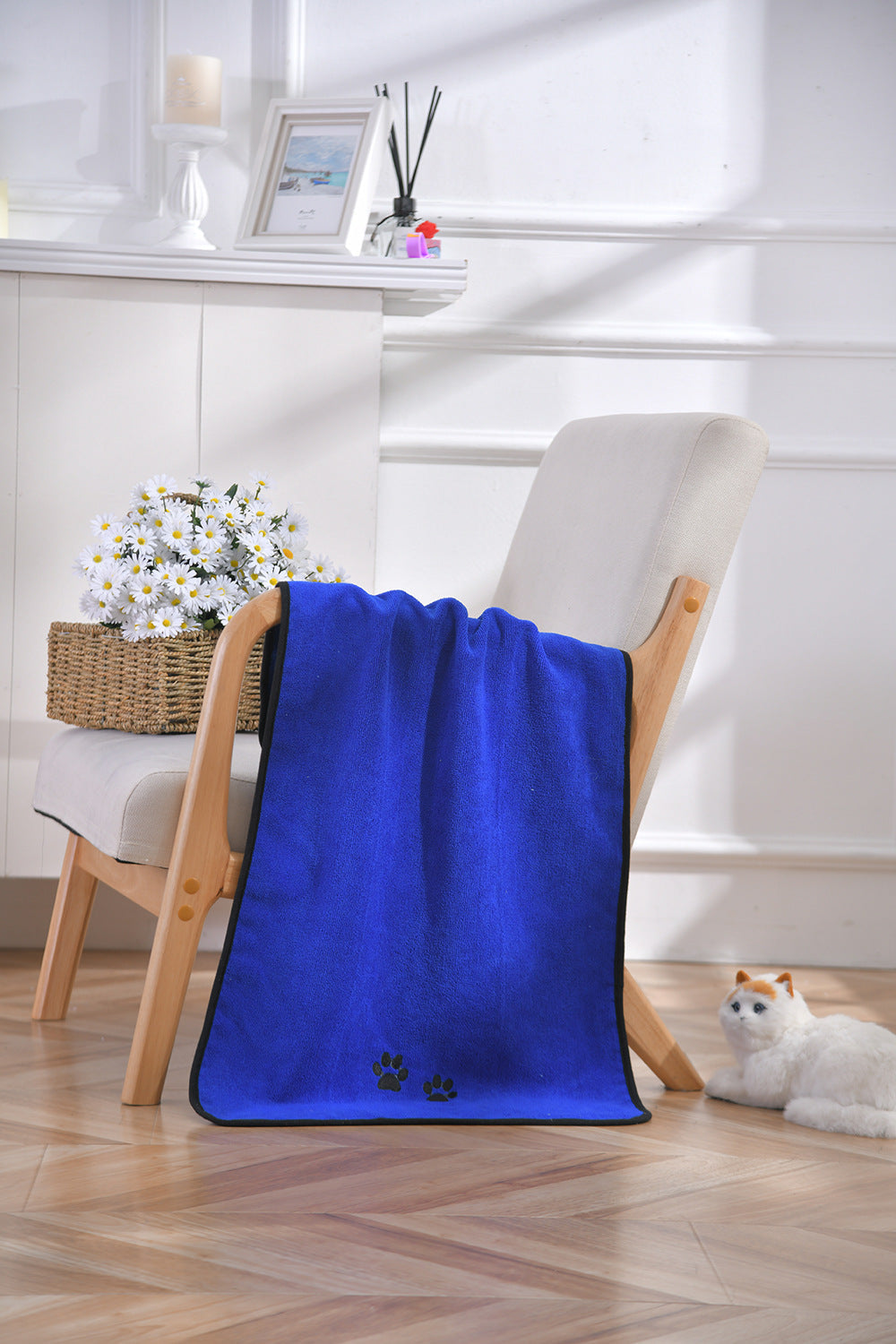 KFX-5559741 Microfiber Pet Towel in Solid Colors for Dogs - Light Blue, Pink, Gray, Deep Blue, Dark Green, Brown