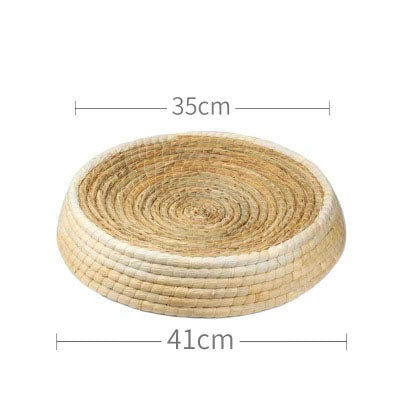 KFX-5561917 Cozy Straw and Corn Husk Cat Bed with 35cm Diameter for Relaxation