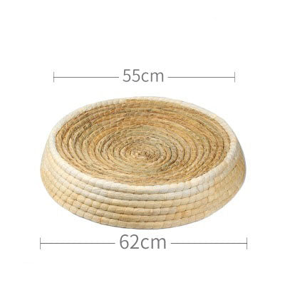 KFX-5561917 Cozy Straw and Corn Husk Cat Bed with 35cm Diameter for Relaxation