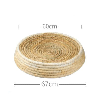KFX-5561917 Cozy Straw and Corn Husk Cat Bed with 35cm Diameter for Relaxation