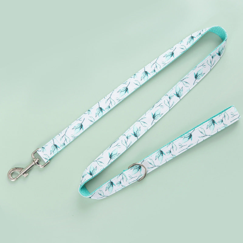 KFX-5562045 Small Leaf Polyester Dog Collar with Traction Rope - Available in Multiple Sizes