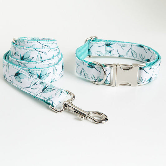 KFX-5562045 Small Leaf Polyester Dog Collar with Traction Rope - Available in Multiple Sizes