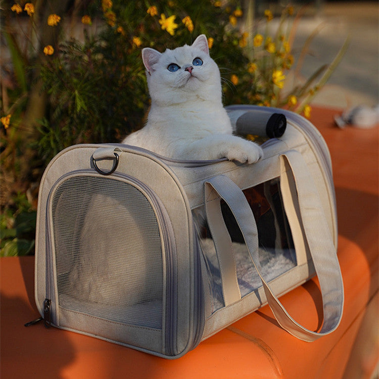 KFX-5562301 Retro Fashion Cat Crossbody Bag - Milky White Oxford Cloth, Breathable Styles with Roller Blinds