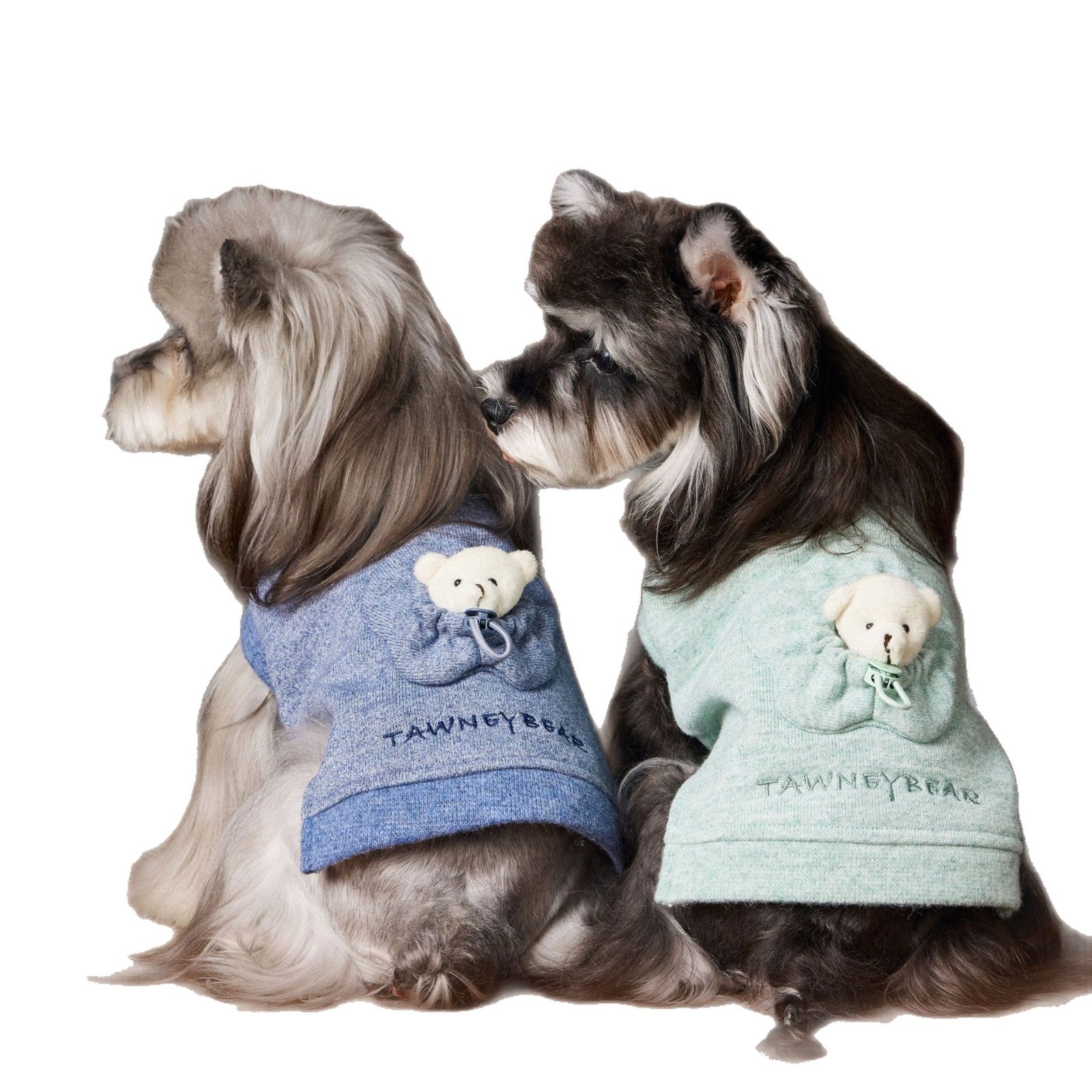 KFX-5564605 Bichon Maltese Sleeveless Sweater Featuring Three-Dimensional Bear Head Design in Blue and Green