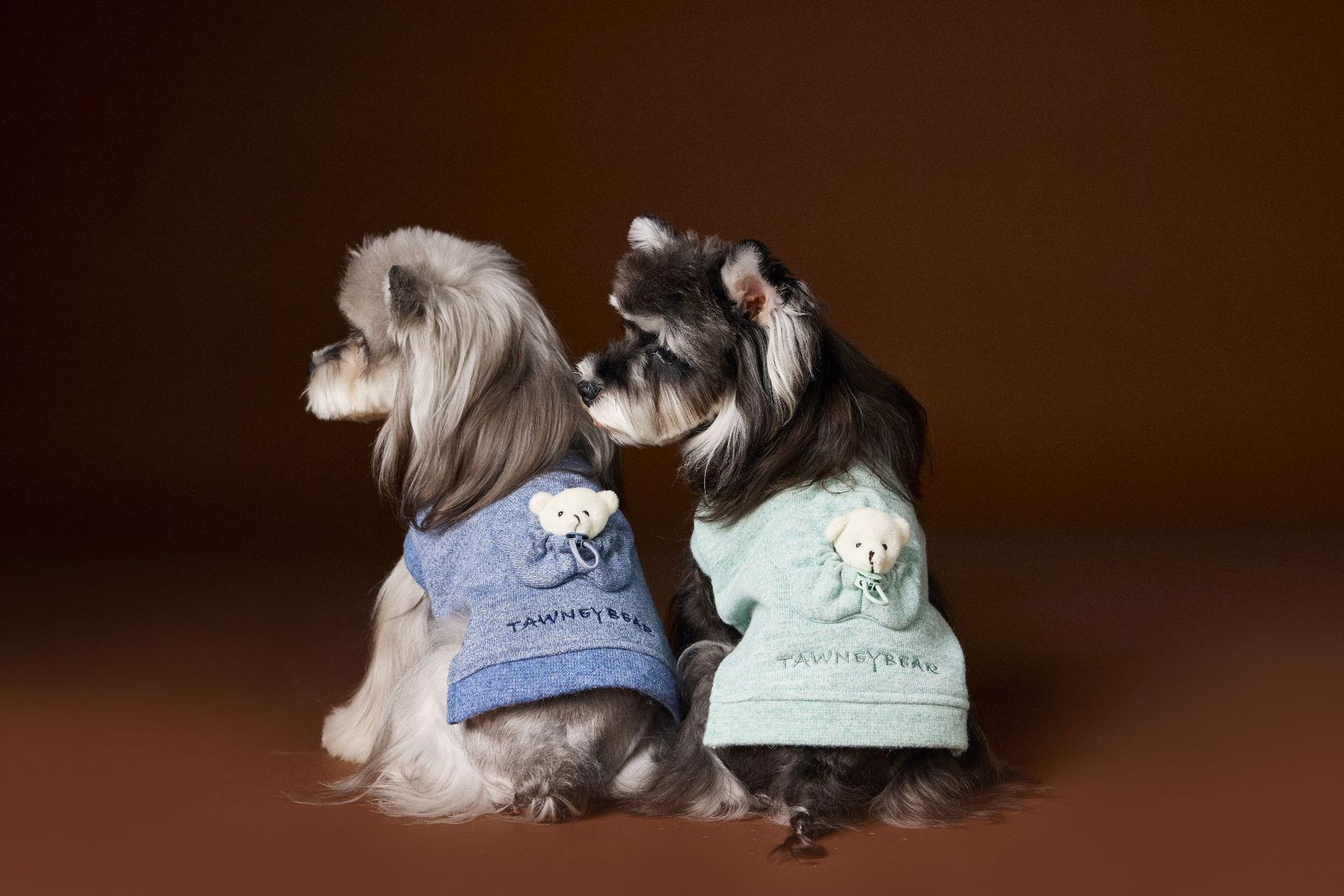 KFX-5564605 Bichon Maltese Sleeveless Sweater Featuring Three-Dimensional Bear Head Design in Blue and Green