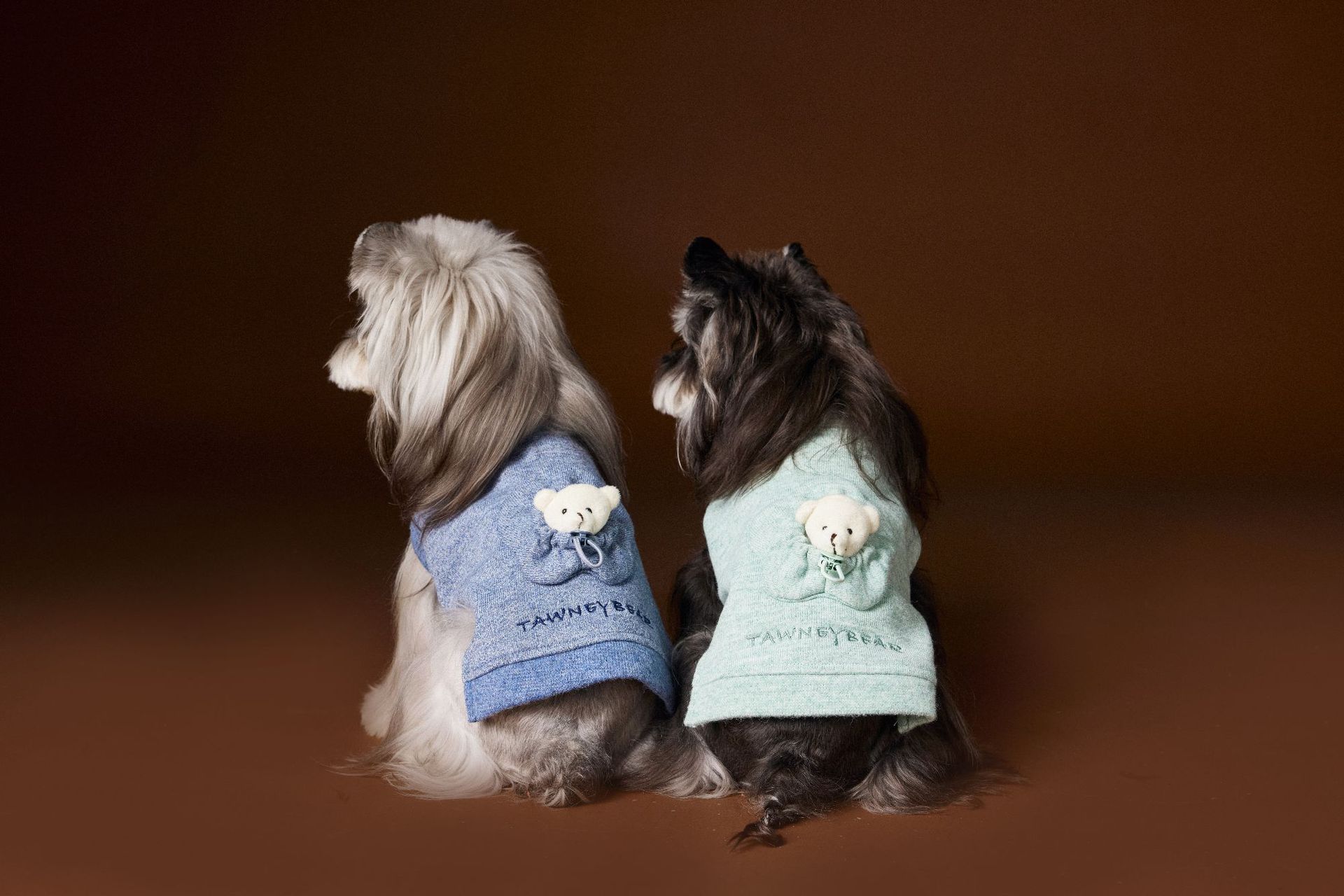 KFX-5564605 Bichon Maltese Sleeveless Sweater Featuring Three-Dimensional Bear Head Design in Blue and Green