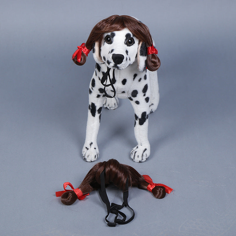KFX-5564861 Dog Wig with Double Braid for Funny Costumes and Performance Props