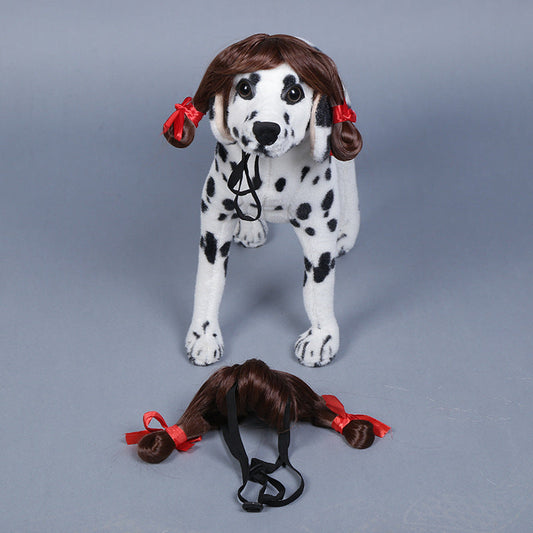 KFX-5564861 Dog Wig with Double Braid for Funny Costumes and Performance Props