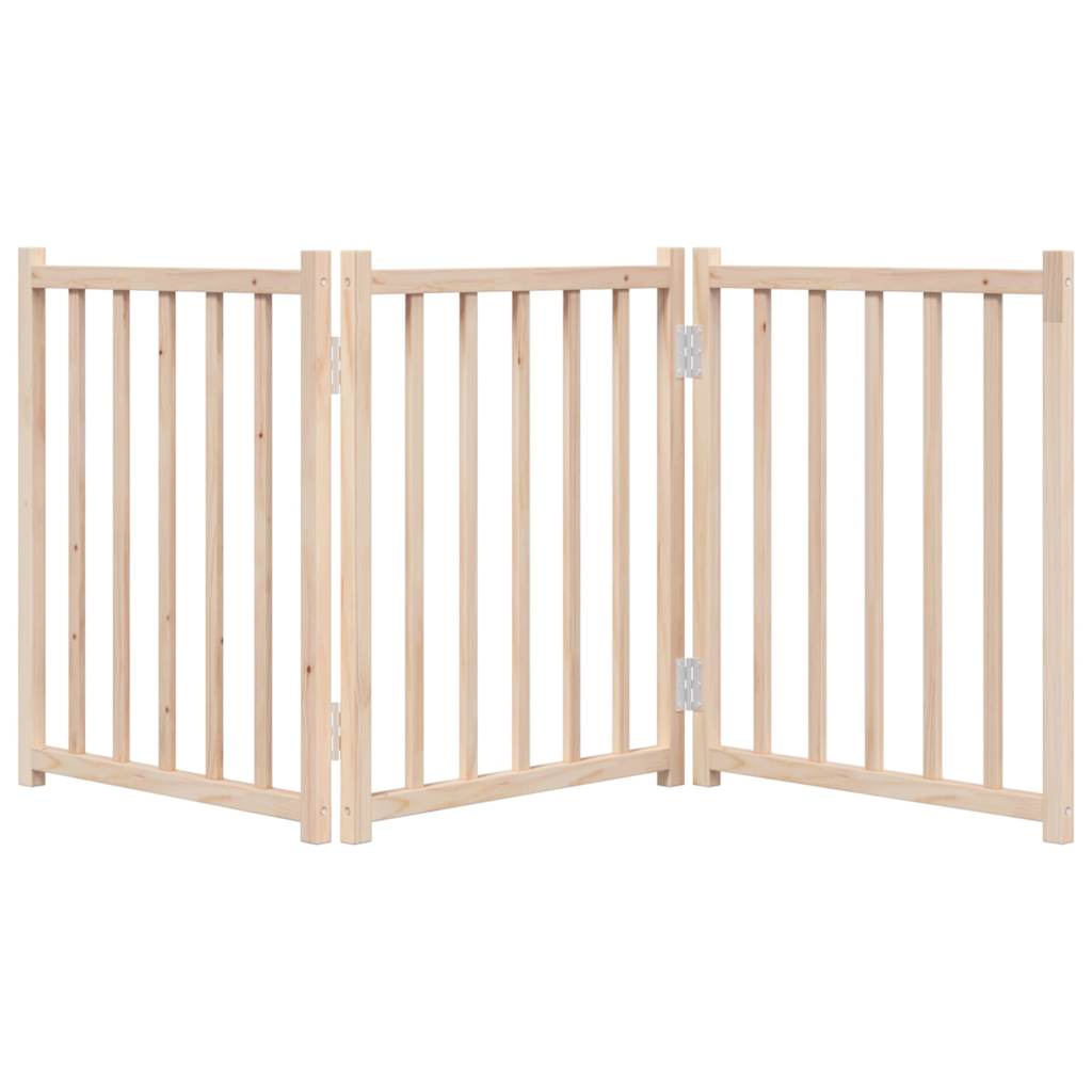 KFX-5565117 Foldable 3-Piece Dog Gate, 150 cm, Solid Fir Wood, Easy Install, Durable Design