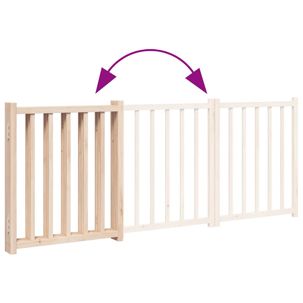 KFX-5565117 Foldable 3-Piece Dog Gate, 150 cm, Solid Fir Wood, Easy Install, Durable Design