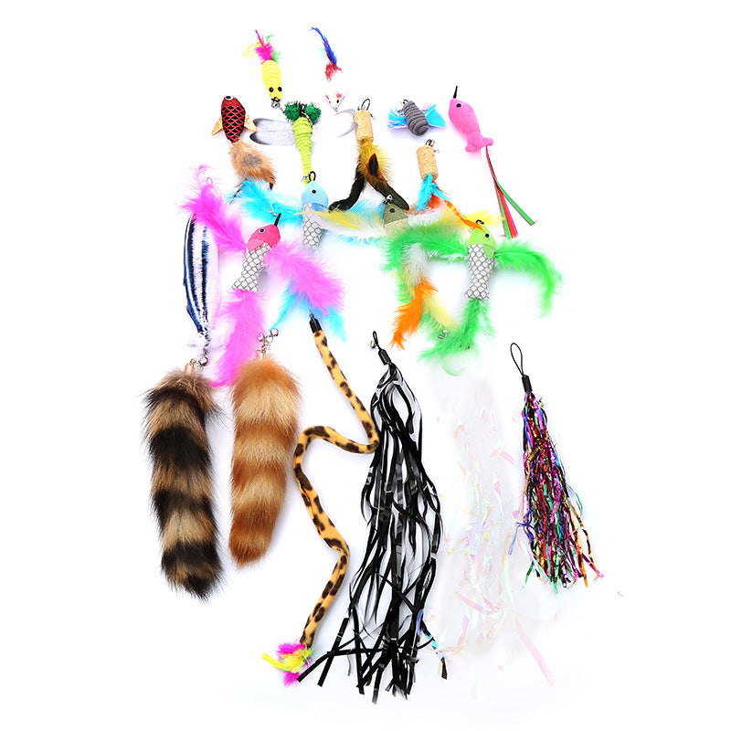 KFX-5566653 Colorful Cat Teaser Feather Replacement Heads for Engaging Pet Play