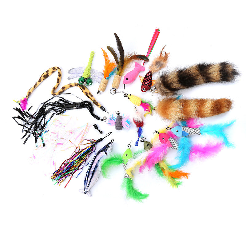 KFX-5566653 Colorful Cat Teaser Feather Replacement Heads for Engaging Pet Play