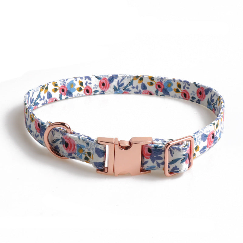 KFX-5568061 Rose Gold Buckle Bow Pet Collar with Adjustable Size and Matching Leash