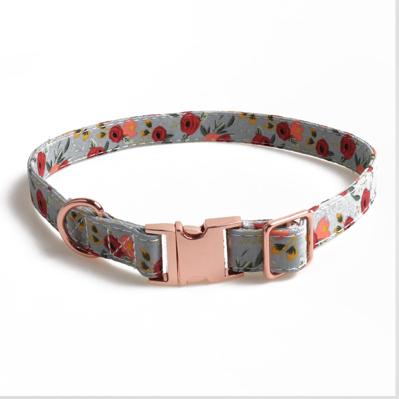 KFX-5568061 Rose Gold Buckle Bow Pet Collar with Adjustable Size and Matching Leash