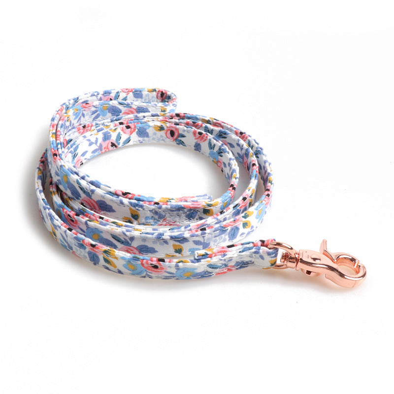 KFX-5568061 Rose Gold Buckle Bow Pet Collar with Adjustable Size and Matching Leash