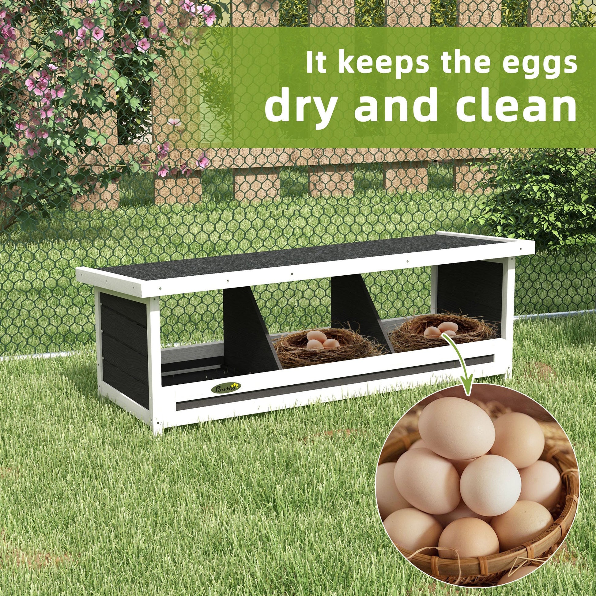 KFX-5569469 Spacious Nesting Boxes for Chickens – Accommodates Up to 3 Hens with Weather-Resistant Design