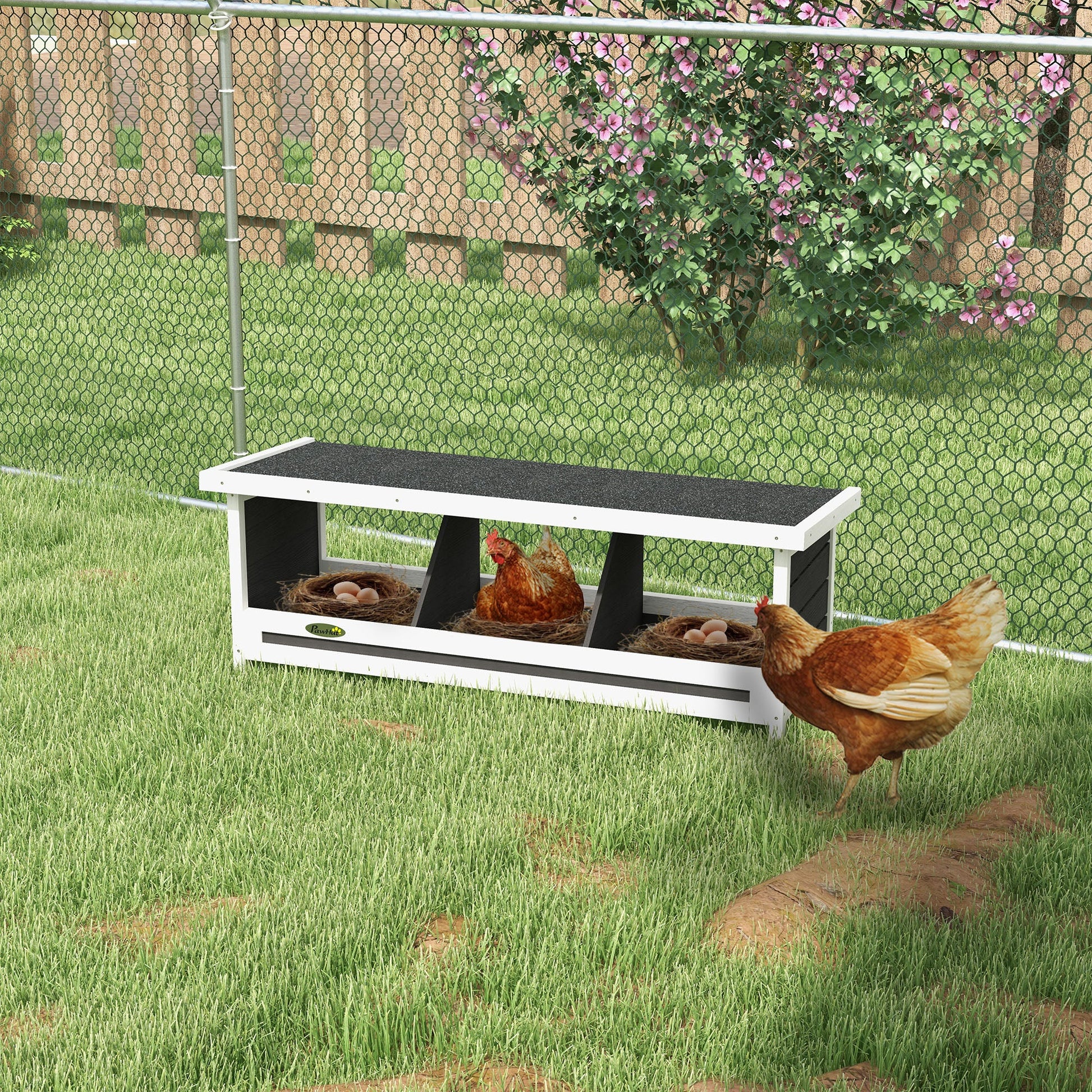 KFX-5569469 Spacious Nesting Boxes for Chickens – Accommodates Up to 3 Hens with Weather-Resistant Design