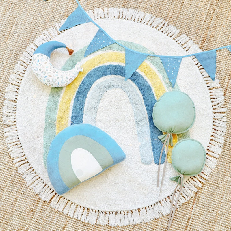KFX-5572413 Children's Round Carpet with Rainbow Design, Soft Chemical Fiber, Multiple Sizes Available