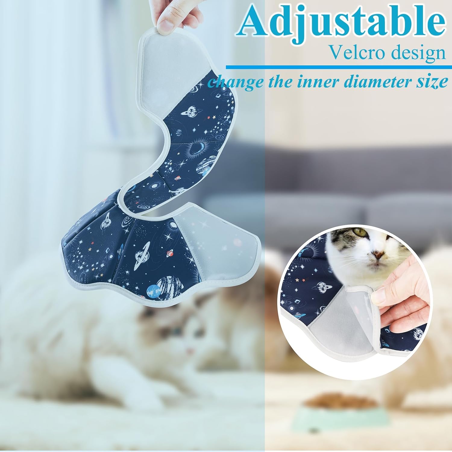 KFX-5573053 Soft Cat Recovery Cone Collar for Post-Surgery Comfort | Adjustable Neck Protector for Small and Medium Cats