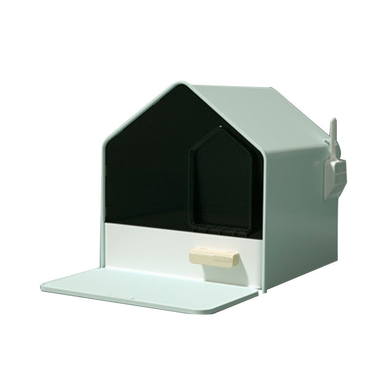 KFX-5575229 Fully Enclosed Drawer-Style Cat Litter Box in Tiffany Blue, Fiery Red, and Gentleman Gray
