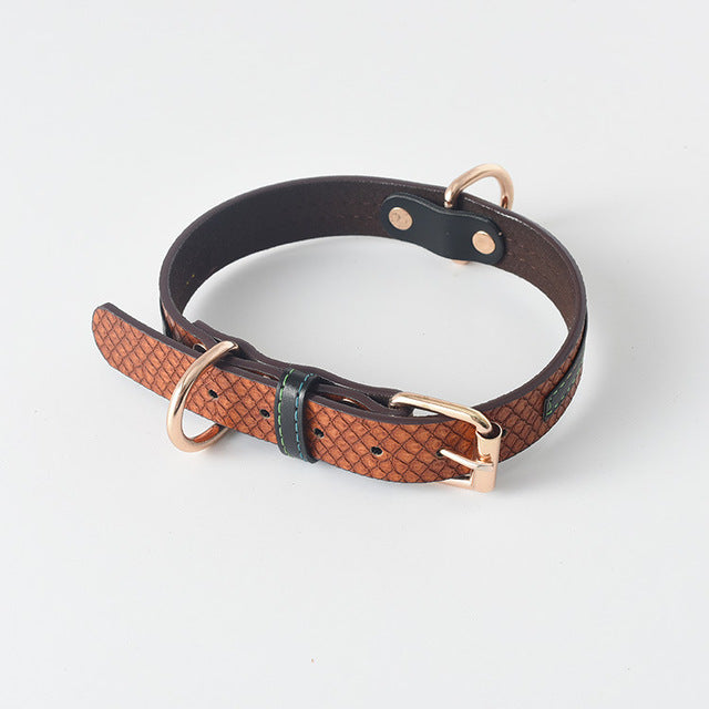KFX-5575357 Labrador Leather Dog Collars for Medium and Large Dogs - Available in Black, Red, Yellow, and Brown