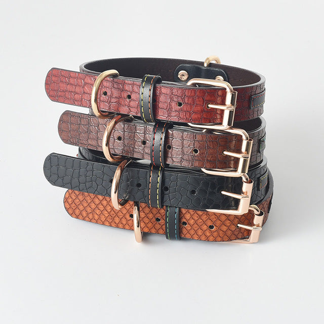 KFX-5575357 Labrador Leather Dog Collars for Medium and Large Dogs - Available in Black, Red, Yellow, and Brown