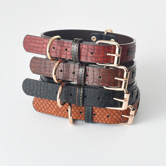 KFX-5575357 Labrador Leather Dog Collars for Medium and Large Dogs - Available in Black, Red, Yellow, and Brown