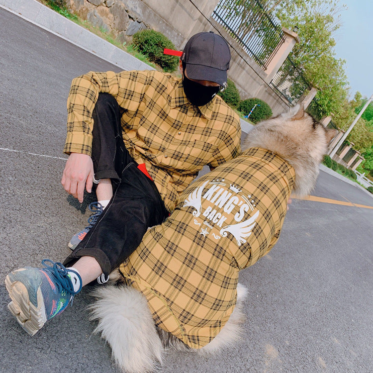 KFX-5576125 Casual Cotton Dog Shirt for Spring and Summer - Yellow Wing Design, Multiple Sizes Available