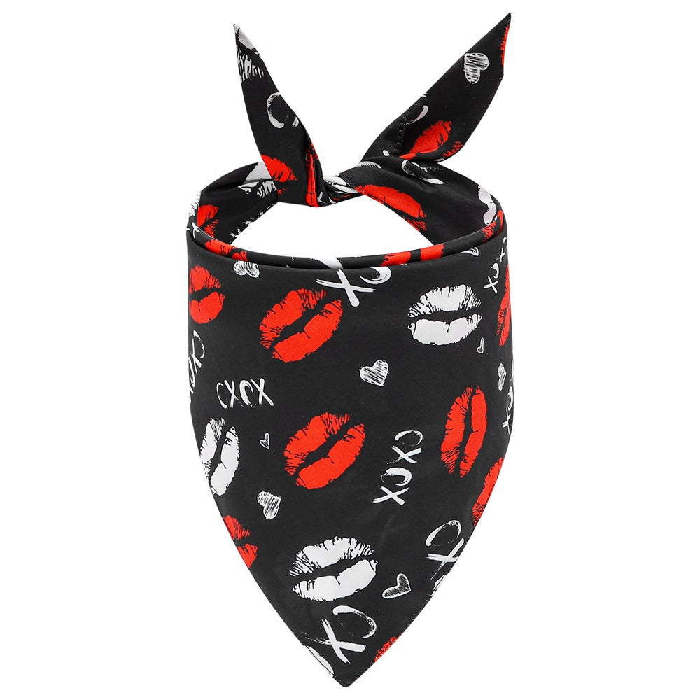 KFX-5578941 Valentine's Day Cartoon Pet Scarf - Triangle Design, Polyester Material, Multiple Styles