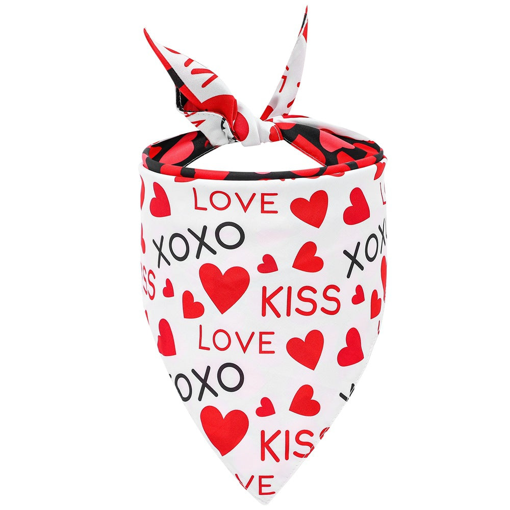 KFX-5578941 Valentine's Day Cartoon Pet Scarf - Triangle Design, Polyester Material, Multiple Styles
