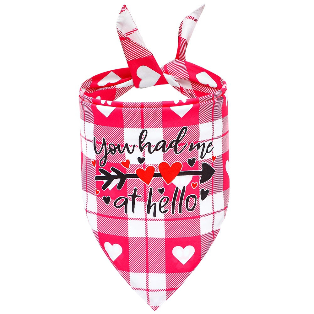 KFX-5578941 Valentine's Day Cartoon Pet Scarf - Triangle Design, Polyester Material, Multiple Styles