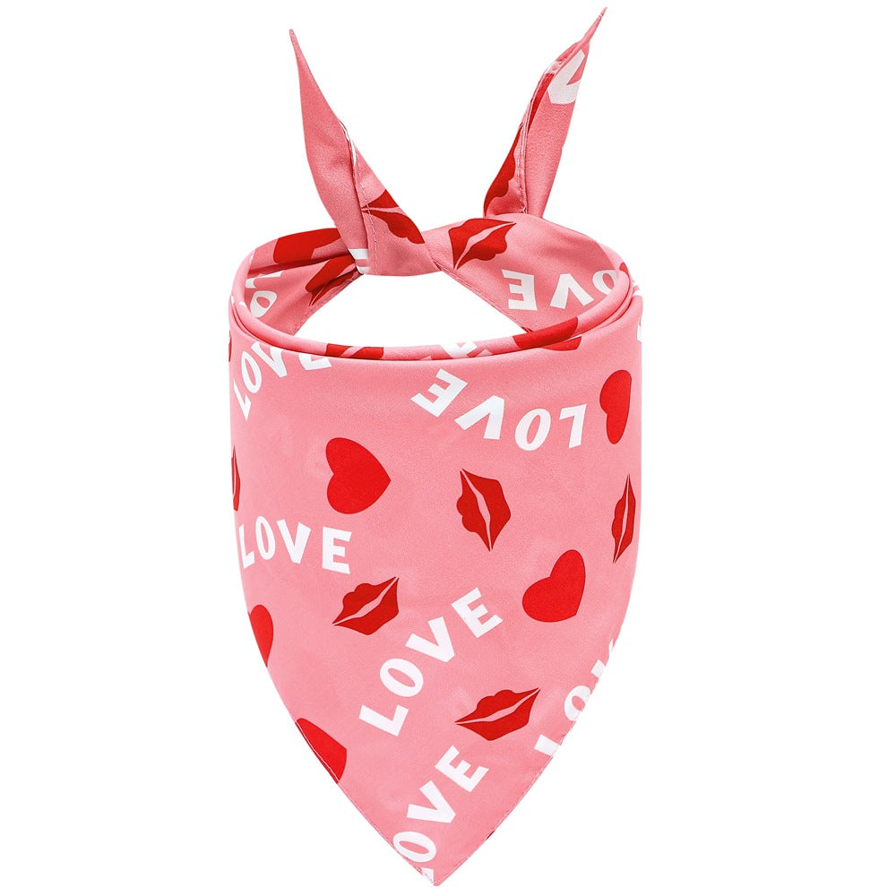 KFX-5578941 Valentine's Day Cartoon Pet Scarf - Triangle Design, Polyester Material, Multiple Styles