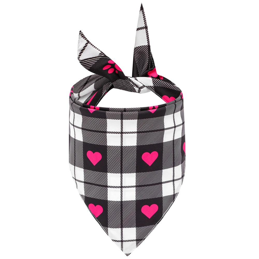 KFX-5578941 Valentine's Day Cartoon Pet Scarf - Triangle Design, Polyester Material, Multiple Styles