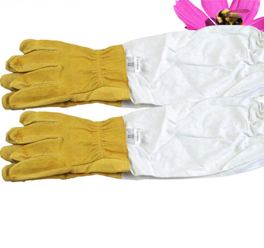 KFX-5579197 BeeWARE White Polyester Cotton Sheepskin Anti-Bee Gloves for Bee Harvesting