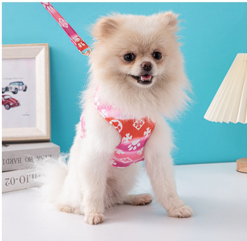 KFX-5580605 Fashionable Pet Harness with Traction Rope for Dogs - Available in Red, Blue, and Pink