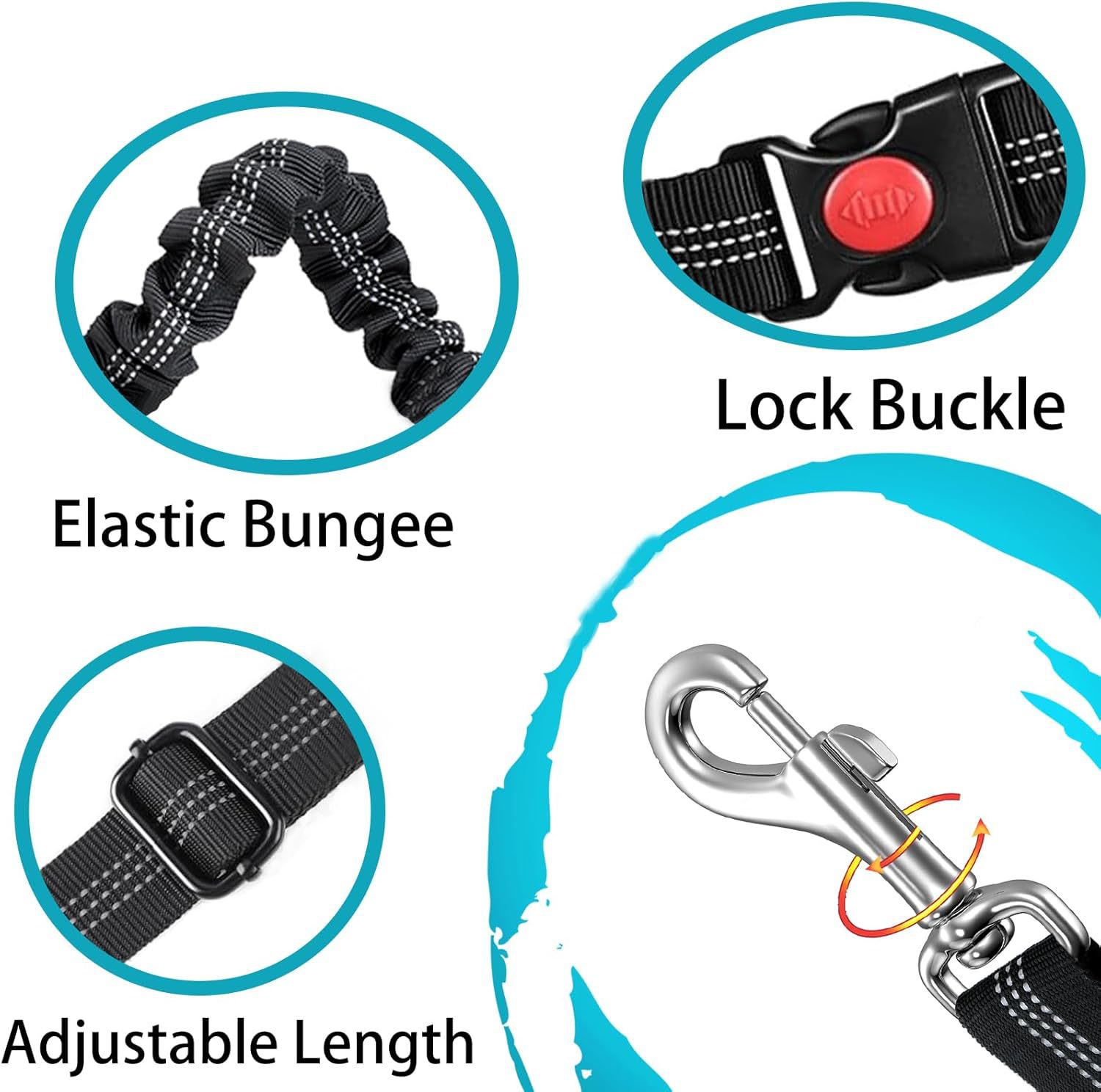 KFX-5581117 Retractable Dog Leash with Anti-Pull Car Seatbelt for Comfortable Walks