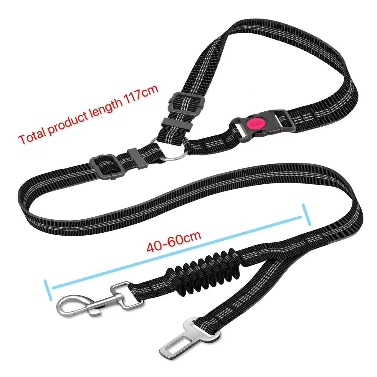 KFX-5581117 Retractable Dog Leash with Anti-Pull Car Seatbelt for Comfortable Walks