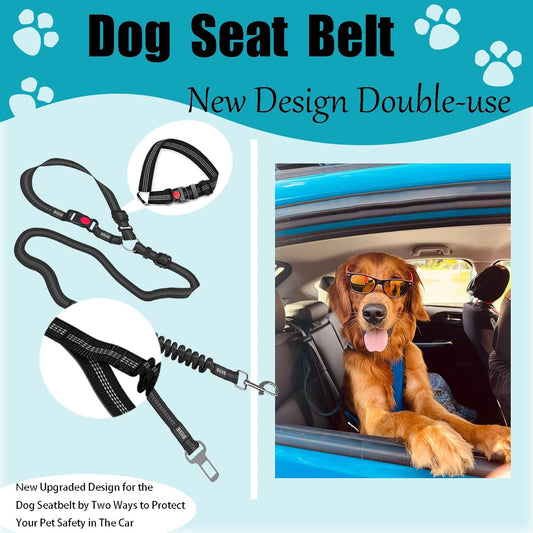 KFX-5581117 Retractable Dog Leash with Anti-Pull Car Seatbelt for Comfortable Walks