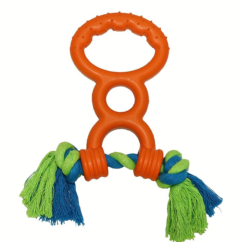 KFX-5584573 Durable Rubber Interactive Dog Toy with Two Loops and Half Drawstring for Chewing and Outdoor Play