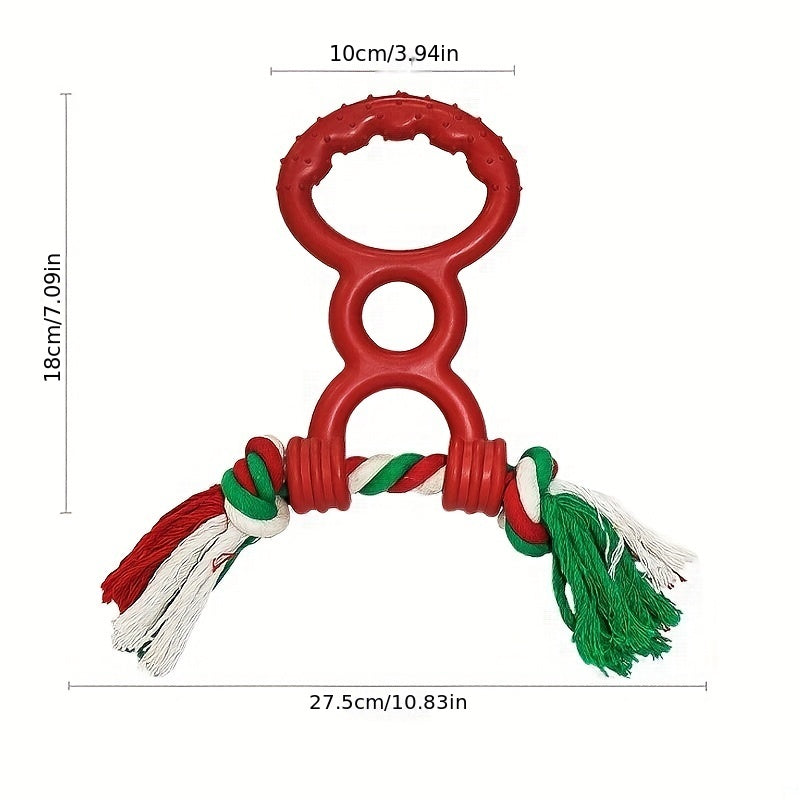 KFX-5584573 Durable Rubber Interactive Dog Toy with Two Loops and Half Drawstring for Chewing and Outdoor Play