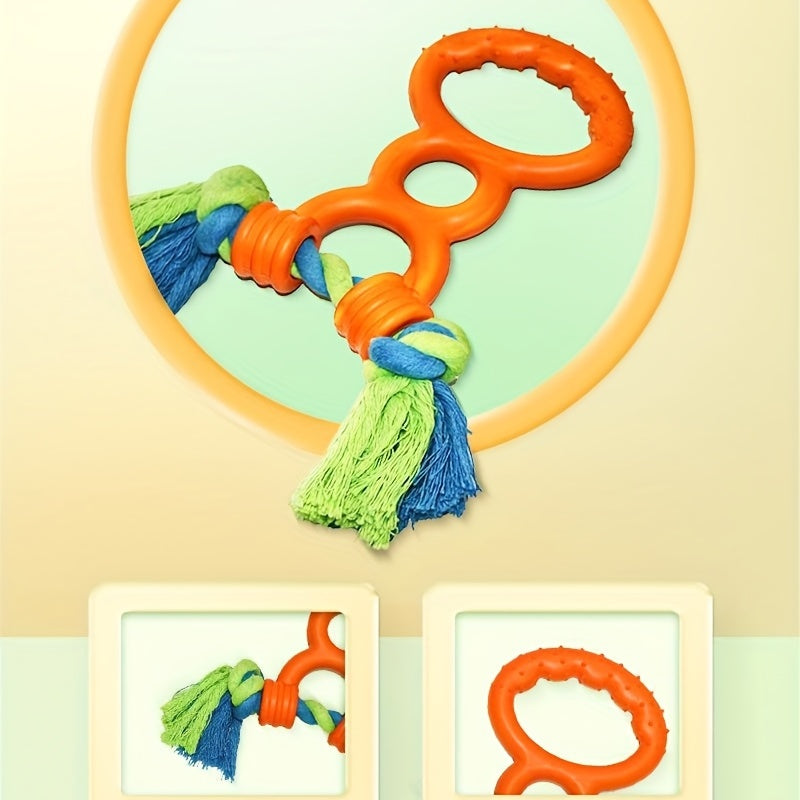 KFX-5584573 Durable Rubber Interactive Dog Toy with Two Loops and Half Drawstring for Chewing and Outdoor Play