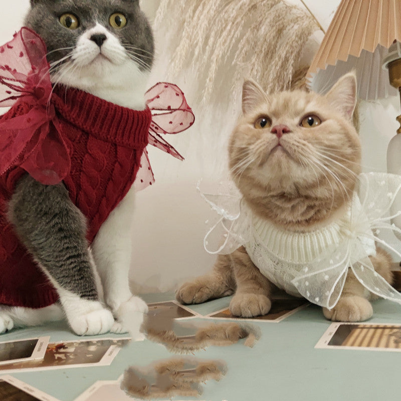 KFX-5585085 Cozy Pet Sweater in Wine Red and Off White for Winter Comfort