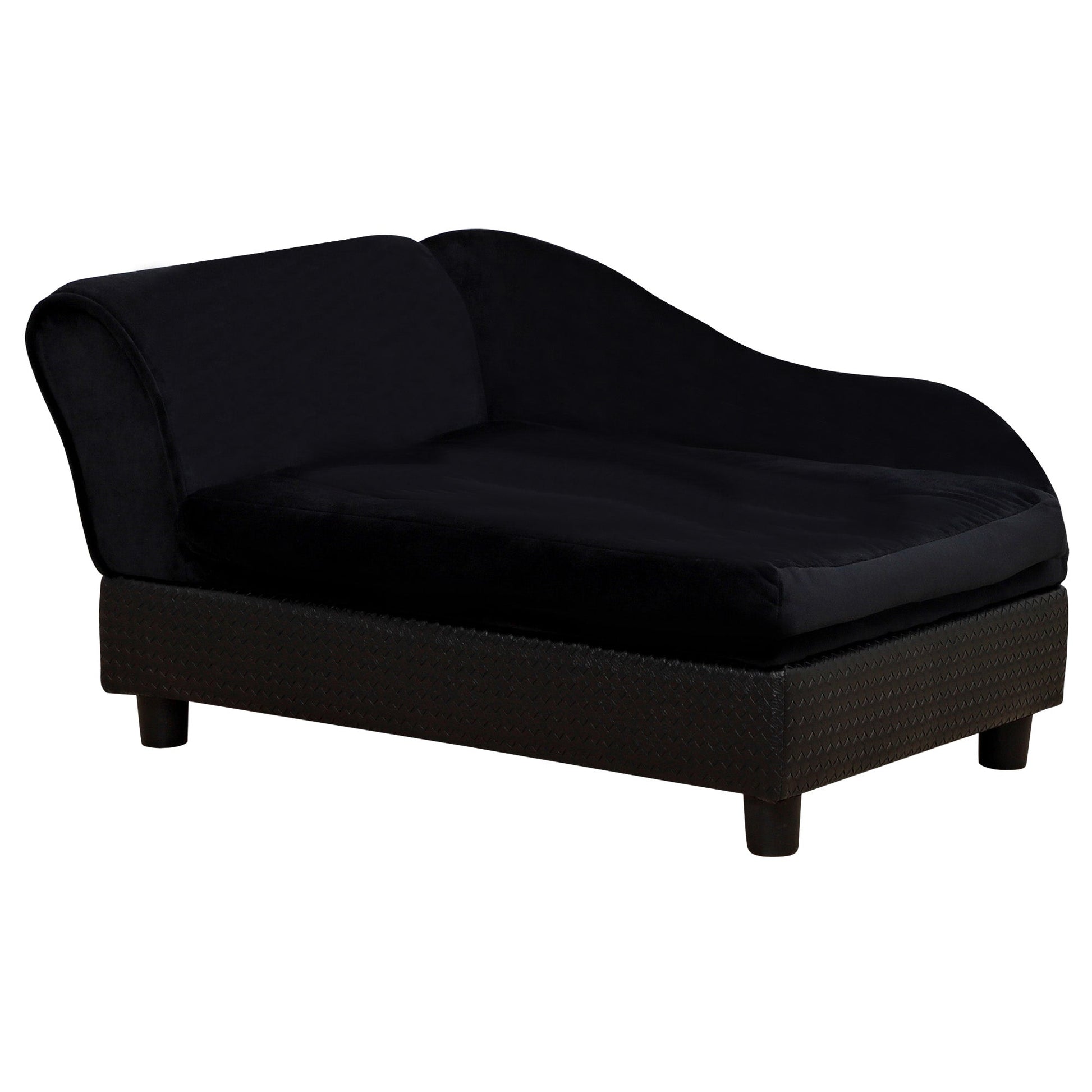 KFX-5585725 Pet Sofa Bed with Storage for Cats and Small Dogs, Cushioned Black Couch with Tufted Design