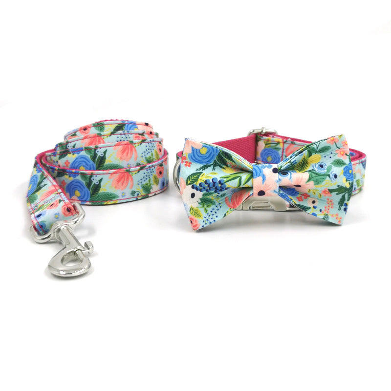 KFX-5586877 Red Midsummer Garden Dog Collar with Bow Tie and Leash Set