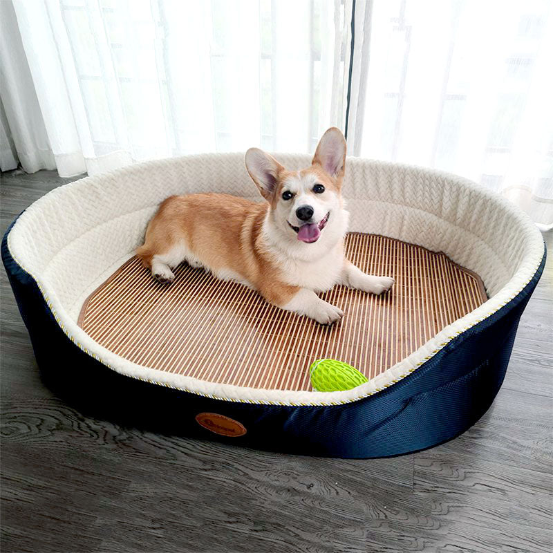 KFX-5587133 Large Navy Blue Removable and Washable Summer Dog Sofa Pet Bed for Small to Extra Large Dogs