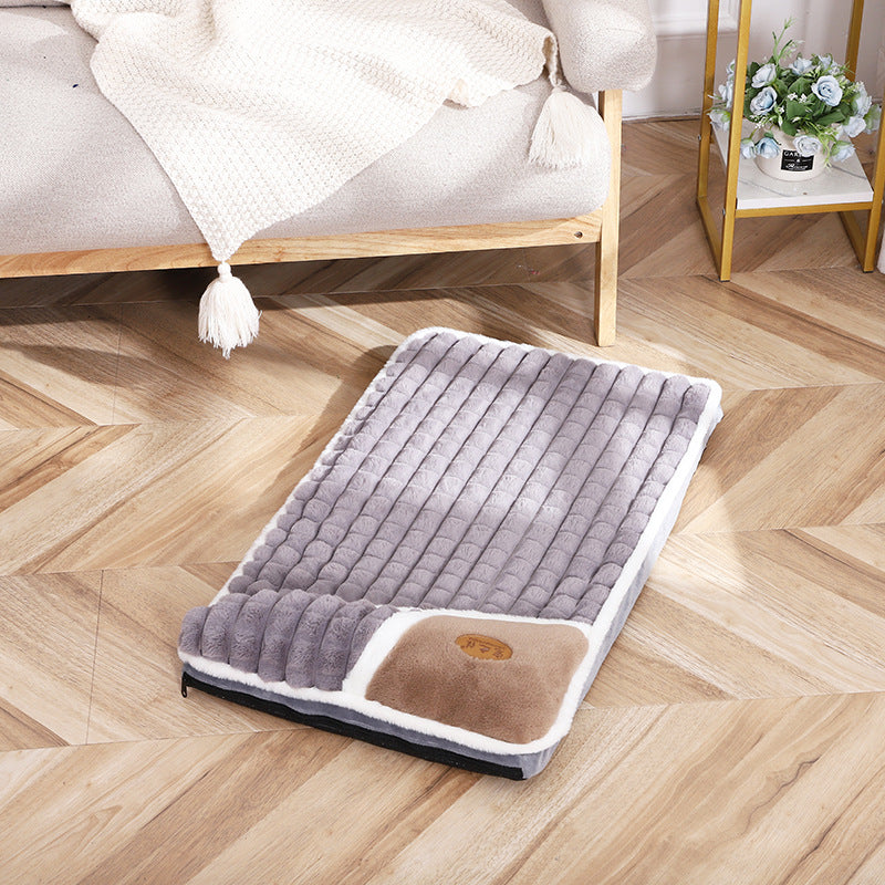 KFX-5588925 Large Grid Rabbit Fur Pet Floor Mat in Caramel, Light Green, and Lavender Purple - Multiple Sizes Available