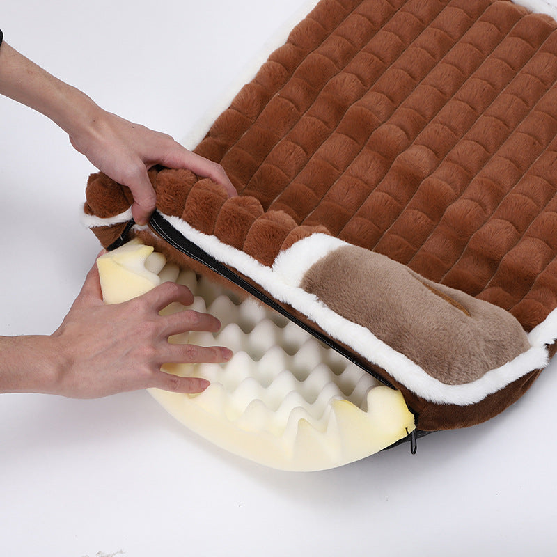 KFX-5588925 Large Grid Rabbit Fur Pet Floor Mat in Caramel, Light Green, and Lavender Purple - Multiple Sizes Available