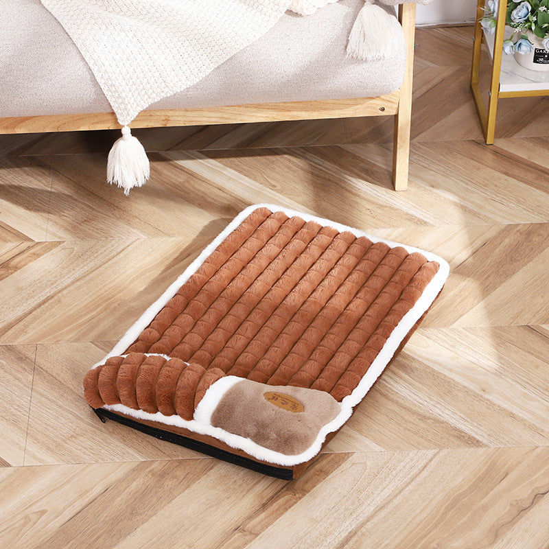 KFX-5588925 Large Grid Rabbit Fur Pet Floor Mat in Caramel, Light Green, and Lavender Purple - Multiple Sizes Available