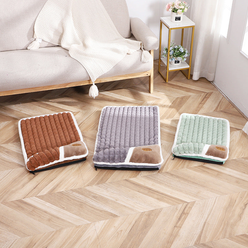 KFX-5588925 Large Grid Rabbit Fur Pet Floor Mat in Caramel, Light Green, and Lavender Purple - Multiple Sizes Available