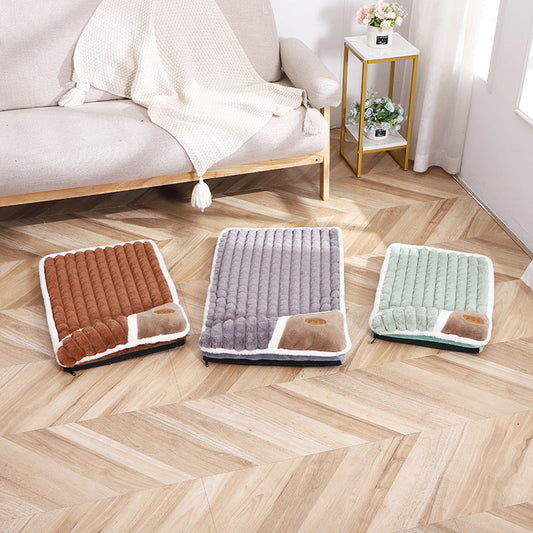 KFX-5588925 Large Grid Rabbit Fur Pet Floor Mat in Caramel, Light Green, and Lavender Purple - Multiple Sizes Available